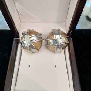 Lisner Vintage Silver and Gold Women's Earrings Clip On